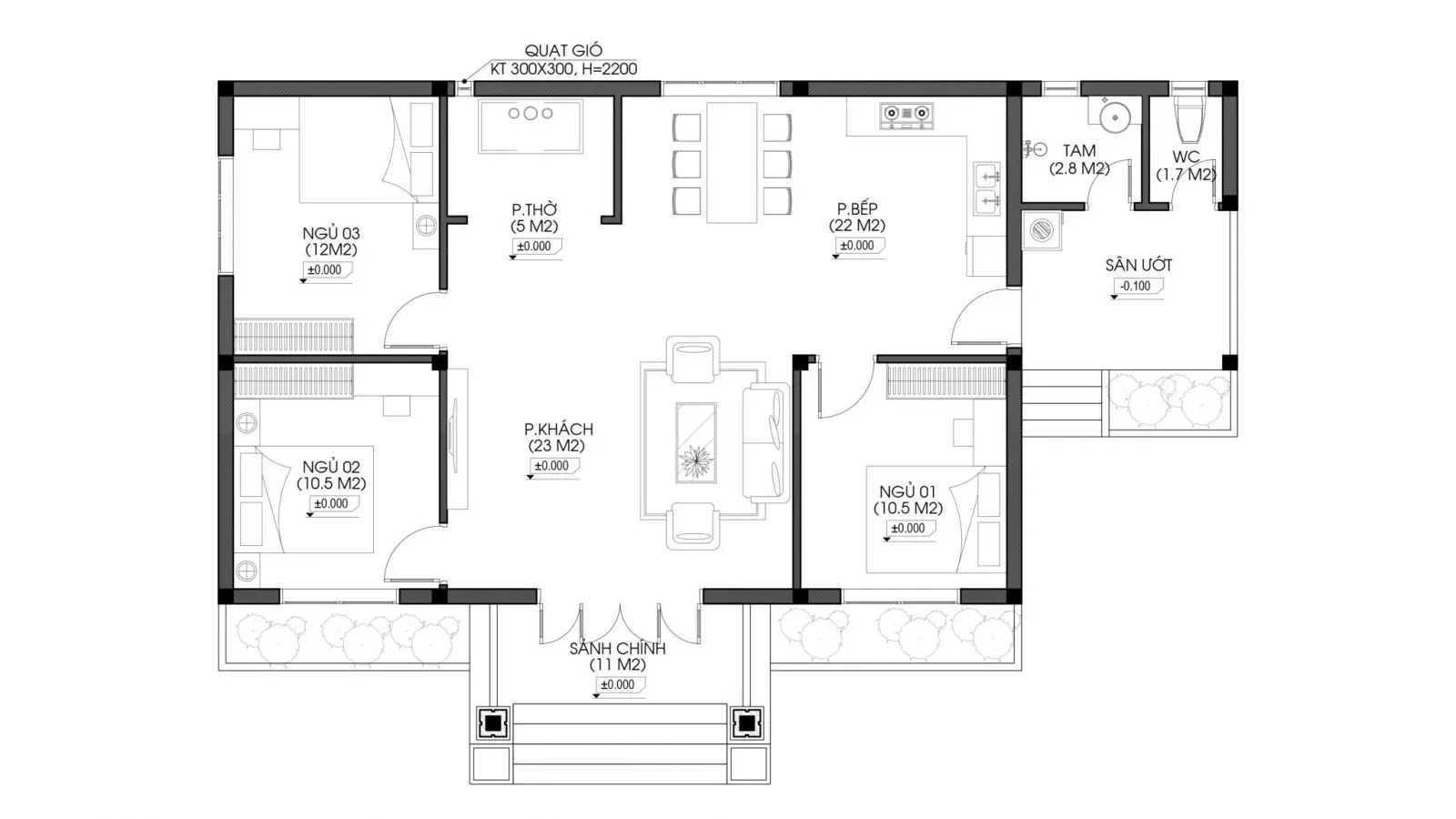 120m2 nhà cấp 4 mái thái 3 phòng ngủ đẹp nhất hiện nay