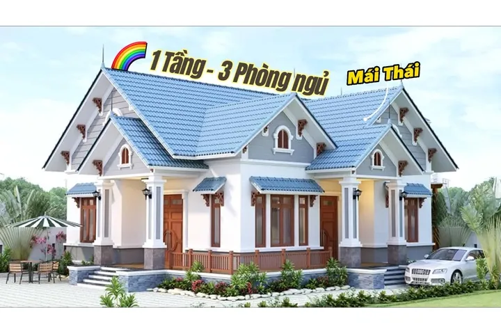 13 Mẫu nhà mái thái 1 tầng 3 phòng ngủ tiện nghi nhất năm 2024