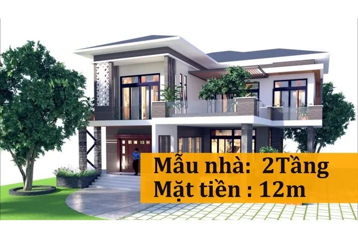 17 mẫu nhà 2 tầng mặt tiền 12m đẹp hoàn hảo từng chi tiết