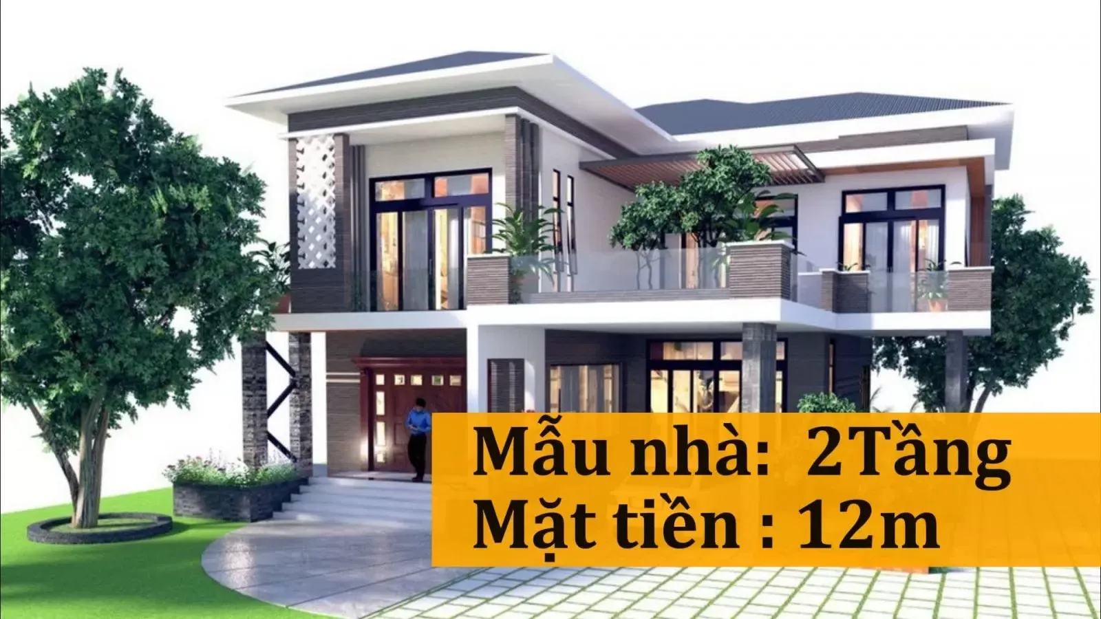 17 mẫu nhà 2 tầng mặt tiền 12m đẹp hoàn hảo từng chi tiết