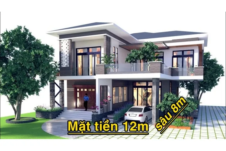 17 Mẫu thiết kế nhà mặt tiền 12m sâu 8m đẹp từng góc nhìn