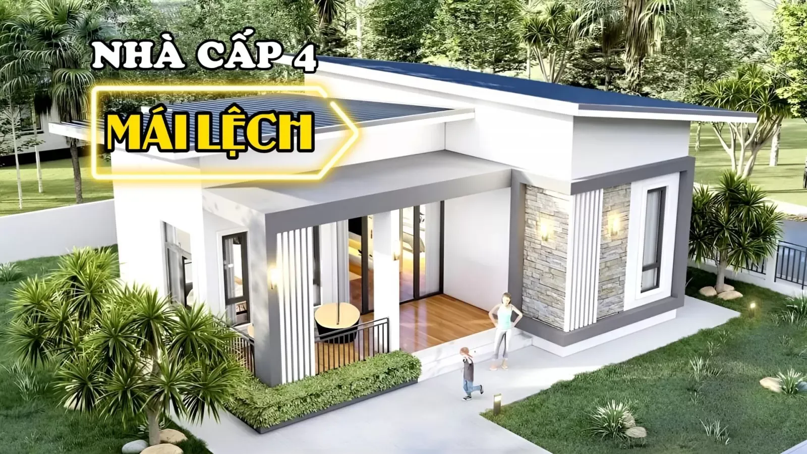 19 Mẫu nhà cấp 4 mái lệch 2, 3 phòng ngủ đẹp ấn tượng