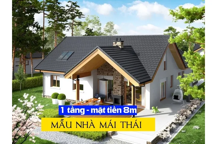 23 Mẫu nhà mái thái 1 tầng mặt tiền 8m tiện nghi đáng xây nhất