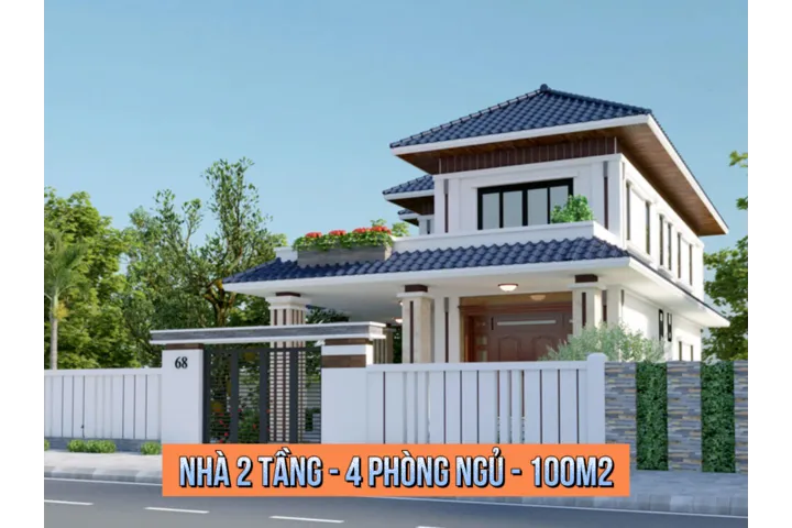 23+ Mẫu thiết kế nhà 2 tầng 4 phòng ngủ 100m2 đẹp tiện nghi nhất