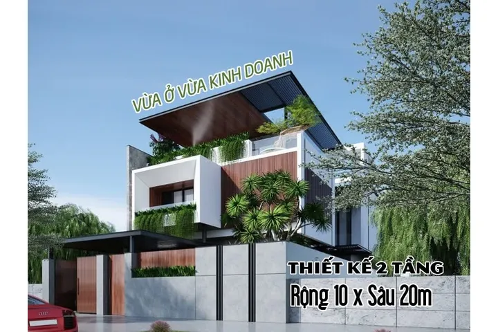 23 Mẫu thiết kế nhà 2 tầng trên đất 10x20m kết hợp kinh doanh