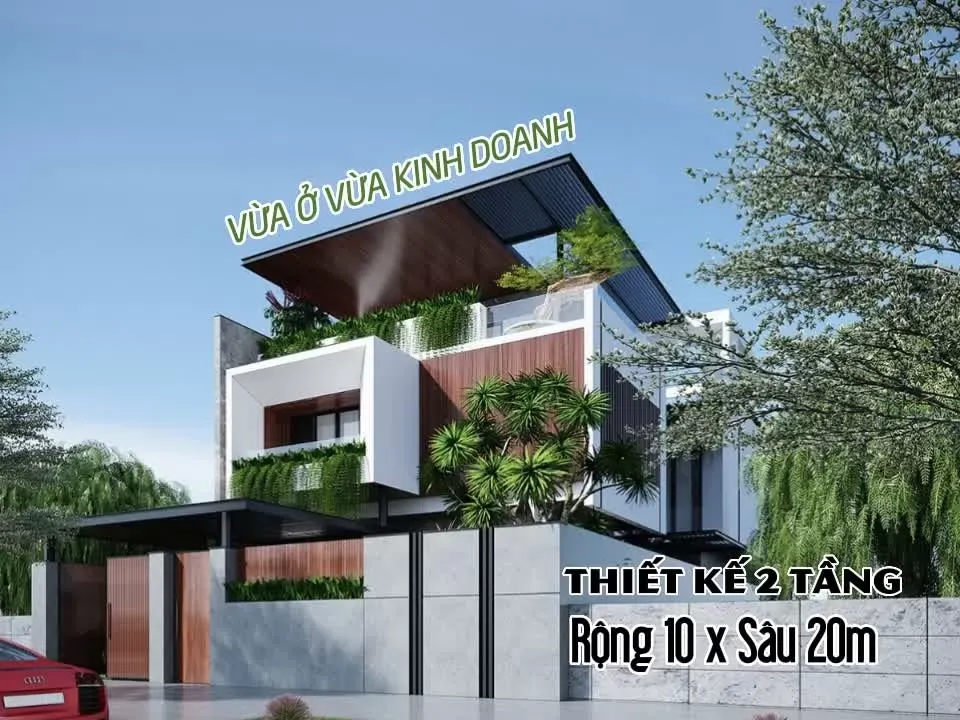 23 Mẫu thiết kế nhà 2 tầng trên đất 10x20m kết hợp kinh doanh