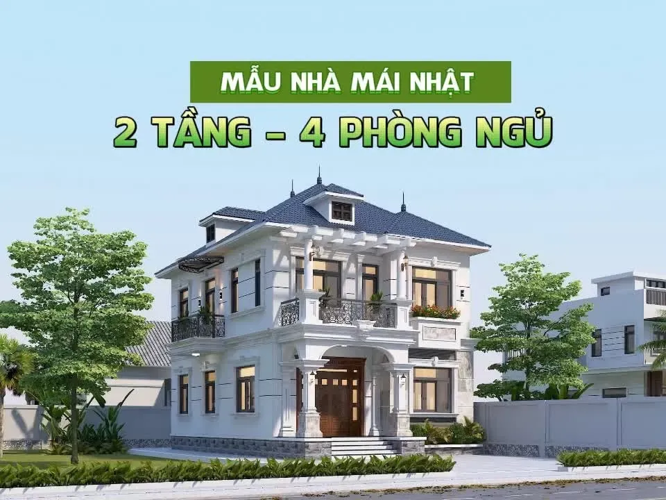 23 Thiết kế nhà mái nhật 2 tầng 4 phòng ngủ rộng rãi tiện nghi nhất