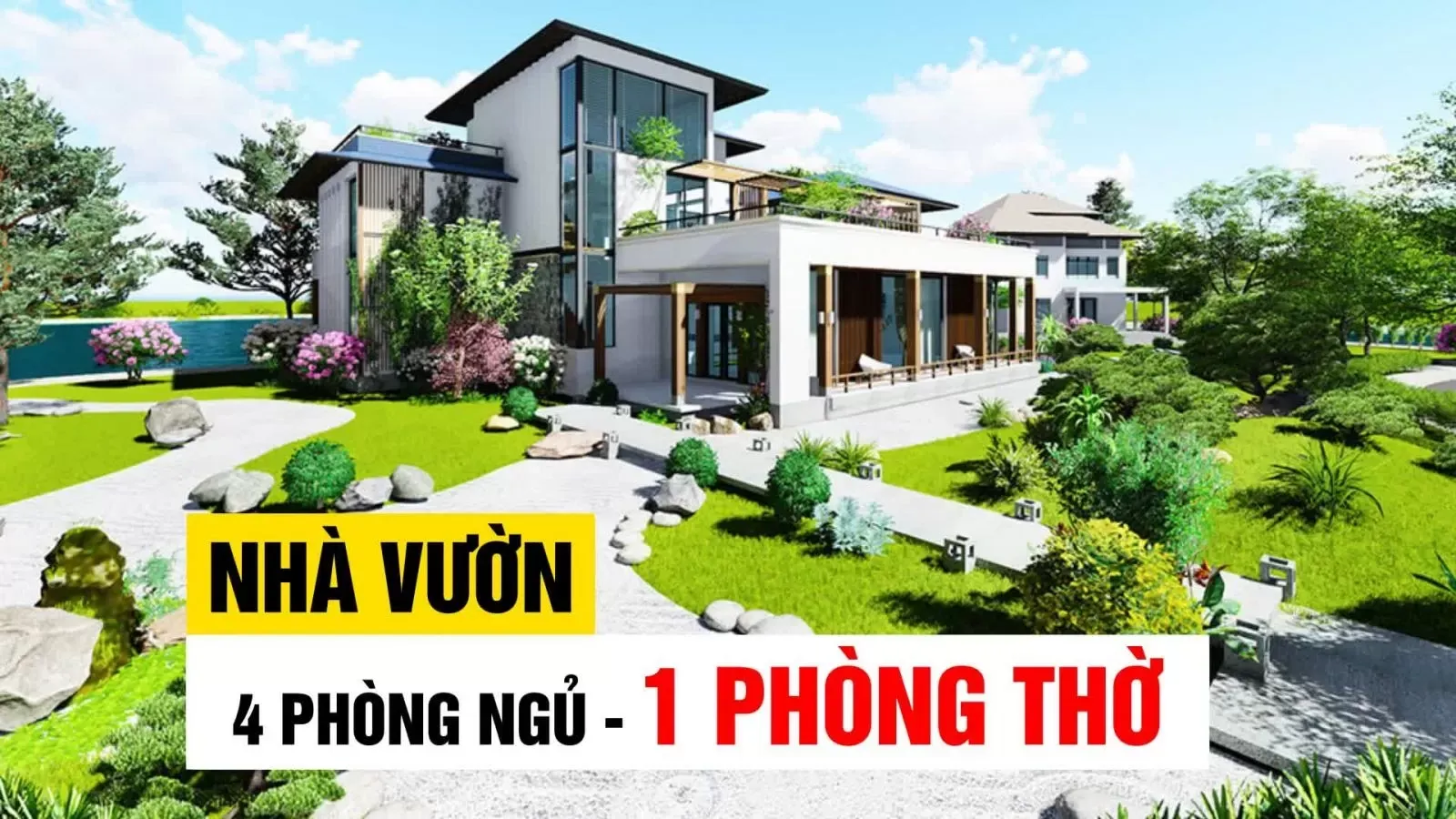 25 Mẫu nhà vườn 4 phòng ngủ 1 phòng thờ tiện nghi cho gia đình đa thế hệ