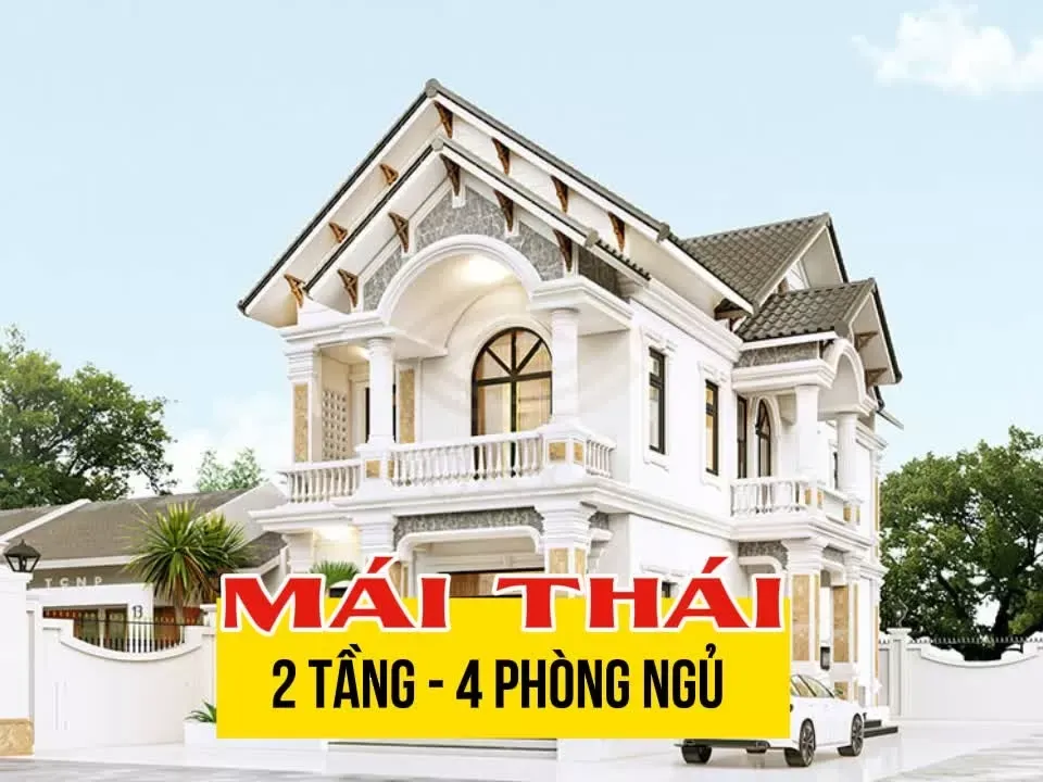 27 Mẫu nhà mái thái 2 tầng 4 phòng ngủ đầy đủ công năng