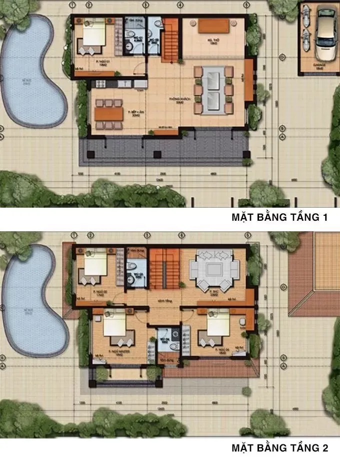 27 Mẫu thiết kế biệt thự 2 tầng 150m2 rộng rãi và đầy đủ chức năng