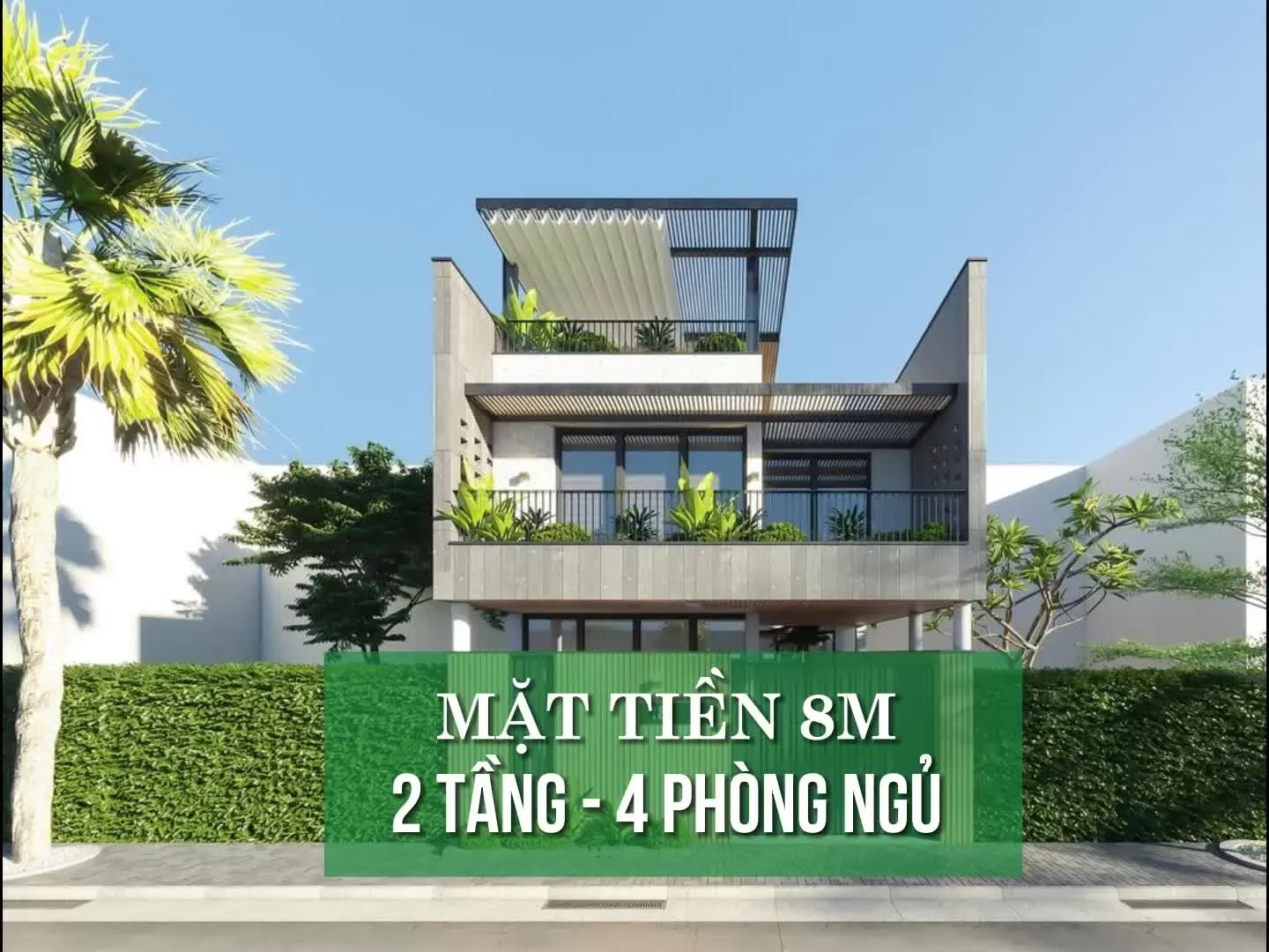 27 Mẫu thiết kế nhà 2 tầng mặt tiền 8m 4 phòng ngủ đầy đủ công năng