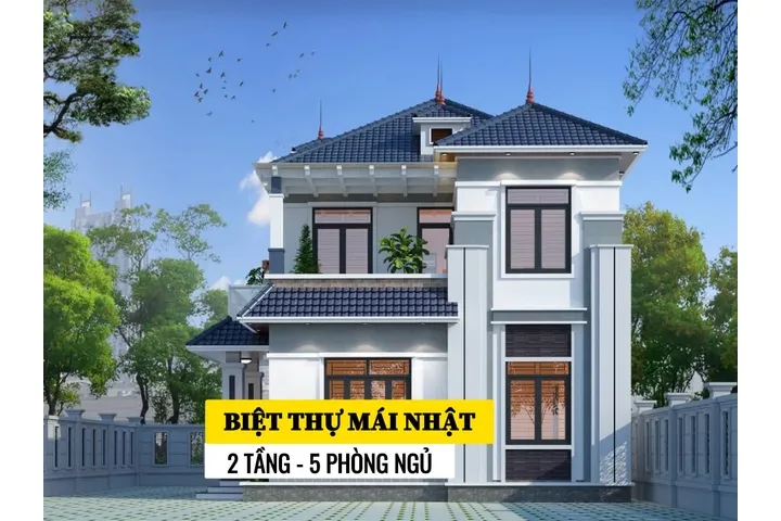 29 Mẫu nhà 2 tầng mái nhật 5 phòng ngủ tiện nghi cho 3 thế hệ