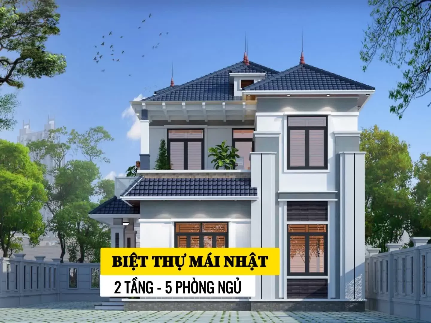 29 Mẫu nhà 2 tầng mái nhật 5 phòng ngủ tiện nghi cho 3 thế hệ