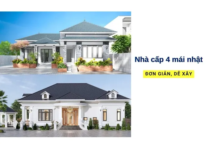 30 mẫu nhà cấp 4 mái nhật đơn giản, dễ xây dựng