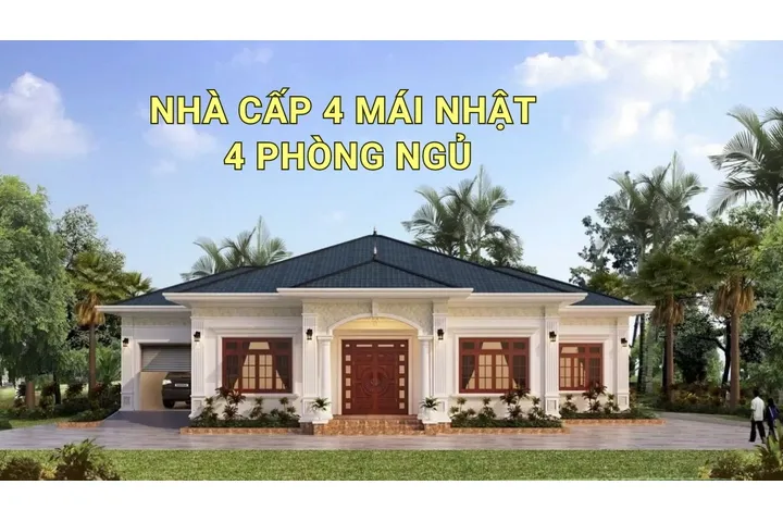 35+ Mẫu nhà cấp 4 mái nhật 4 phòng ngủ & Bản vẽ chi tiết