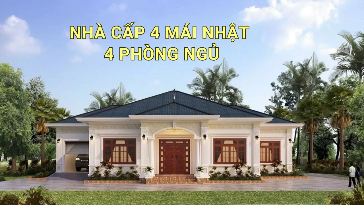 35+ Mẫu nhà cấp 4 mái nhật 4 phòng ngủ & Bản vẽ chi tiết