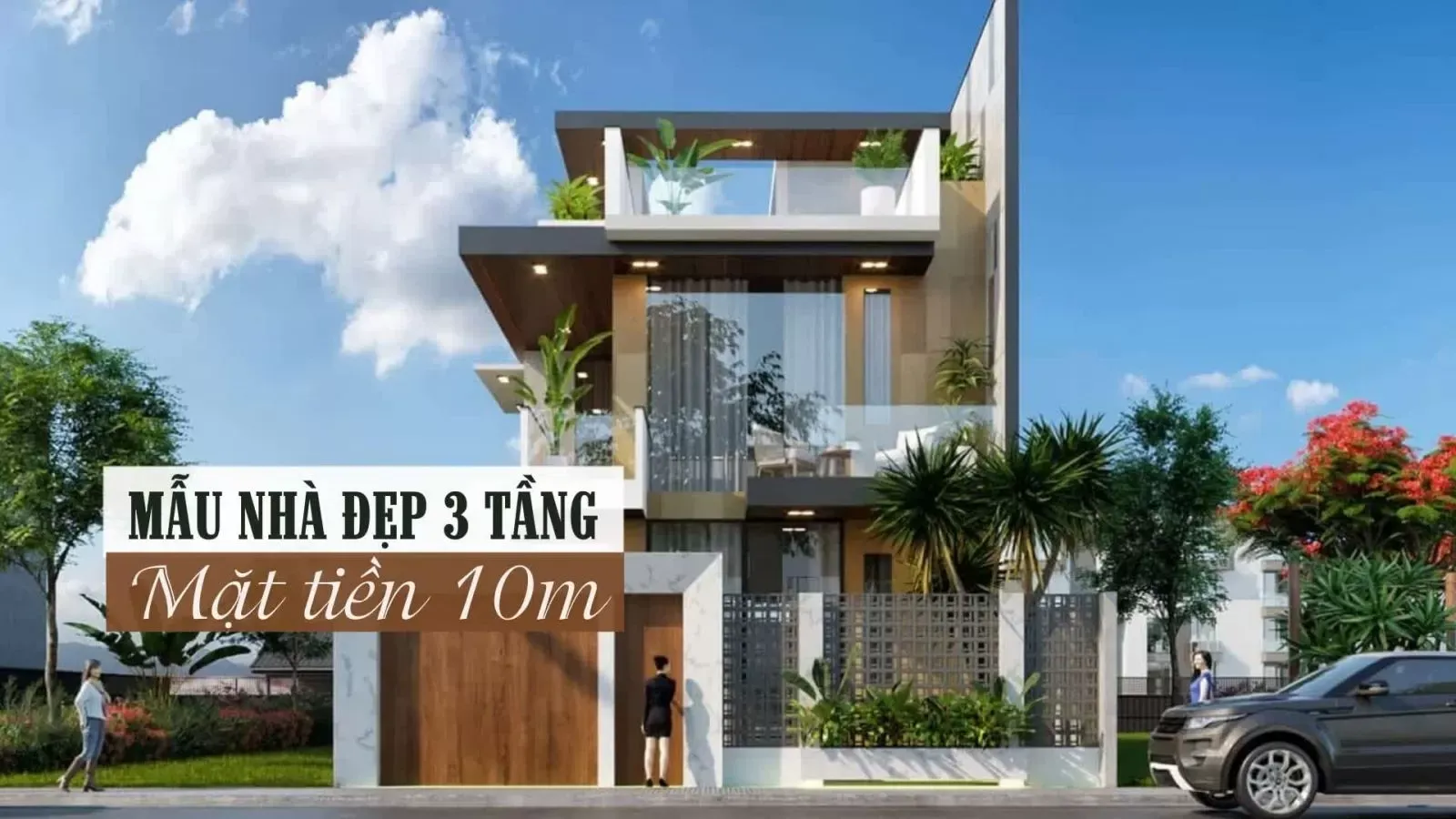 35 Mẫu nhà đẹp 3 tầng mặt tiền 10m rộng thiết kế đẹp, kiệm chi phí