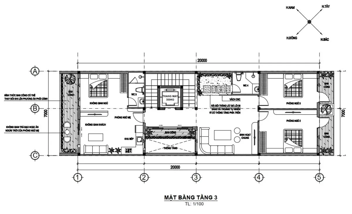 35 Mẫu nhà phố tân cổ điển 5 tầng ấn tượng & bản vẽ chi tiết