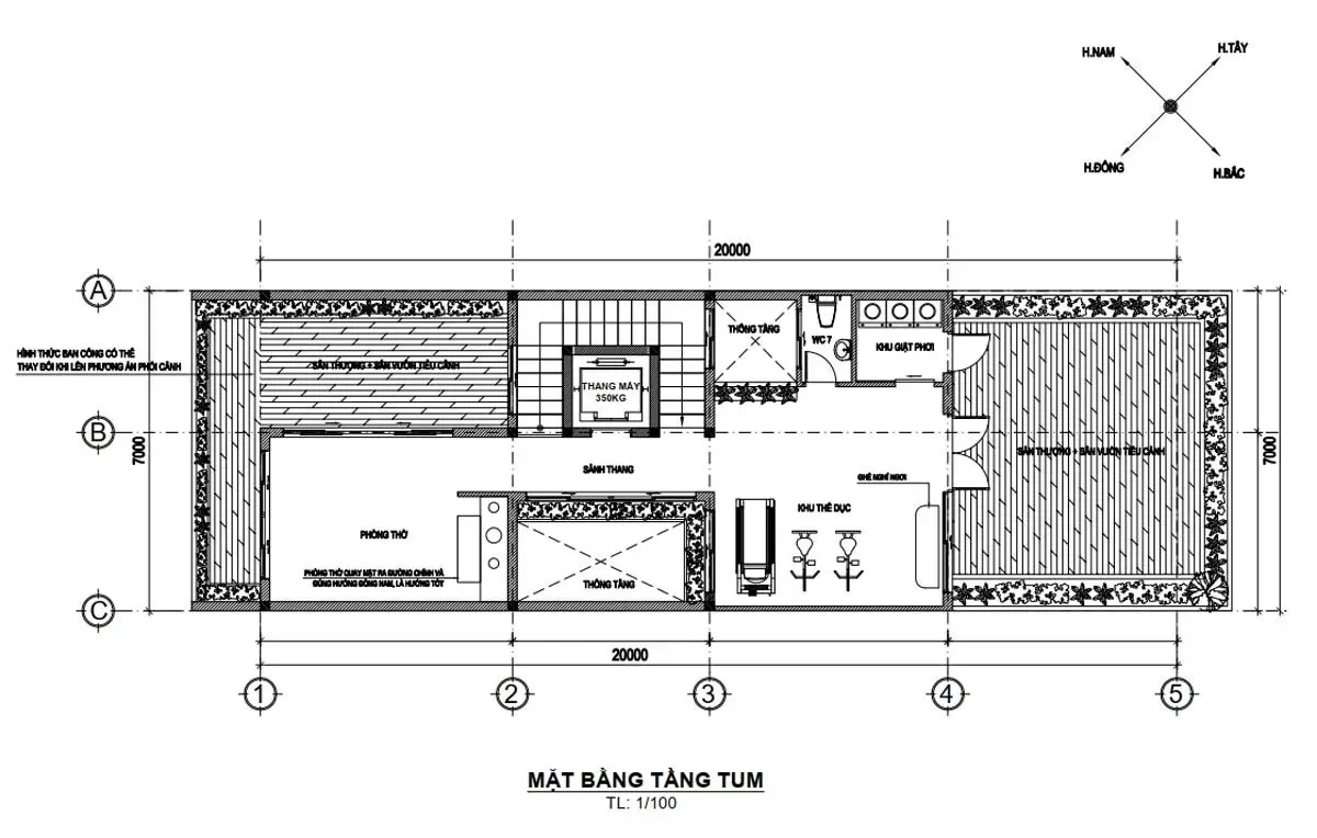 35 Mẫu nhà phố tân cổ điển 5 tầng ấn tượng & bản vẽ chi tiết