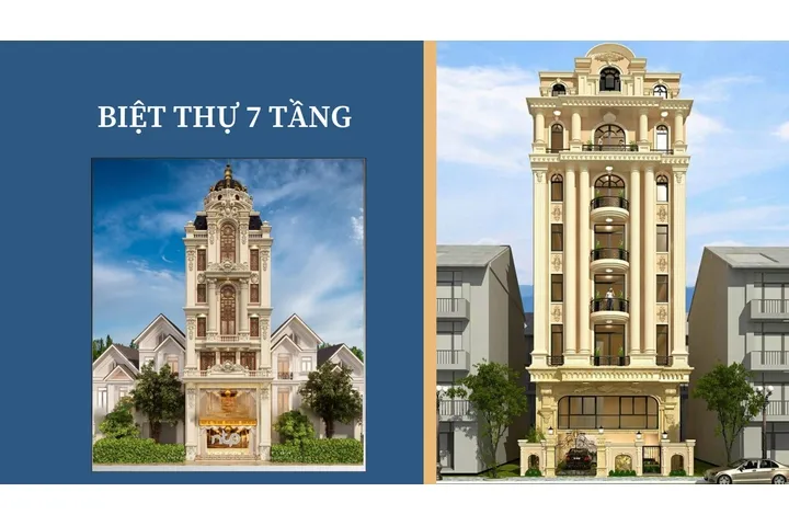 35 Mẫu thiết kế biệt thự 7 tầng đẹp nhất 2024