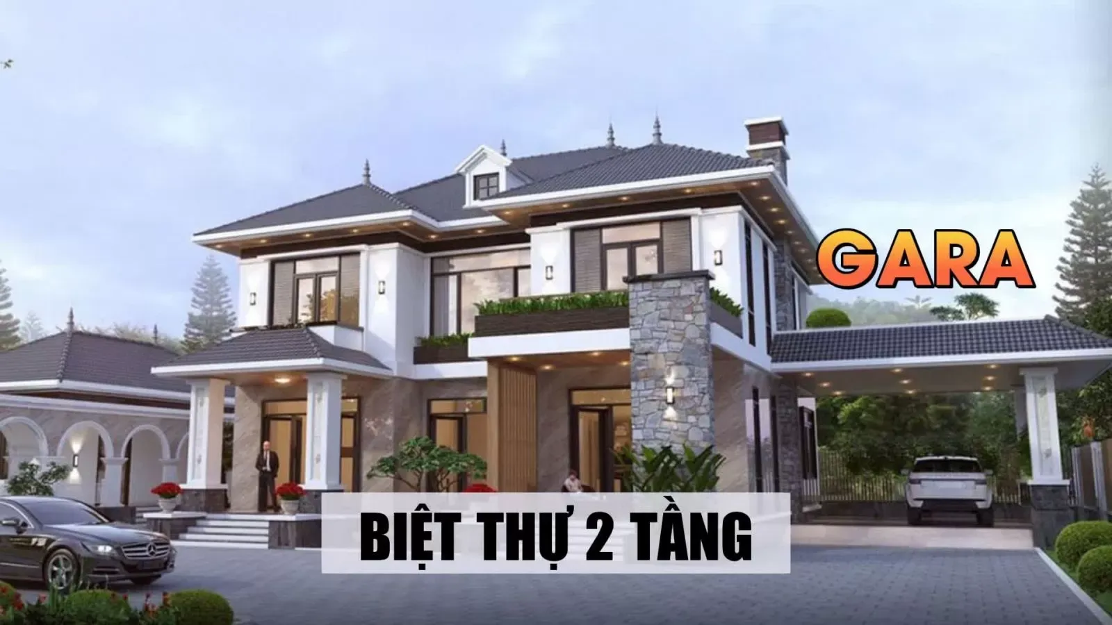 37 Mẫu biệt thự 2 tầng có gara hiện đại ấn tượng nhất