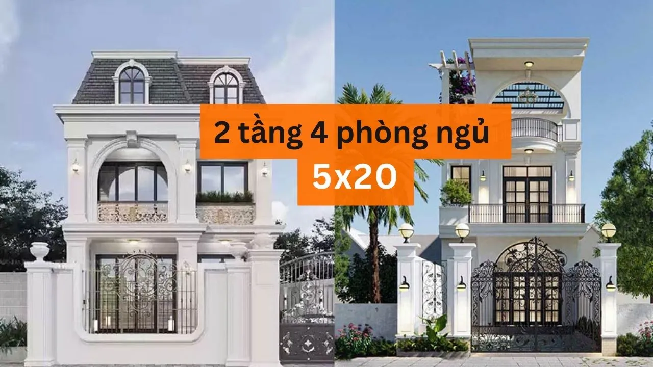 5 cách xây nhà 2 tầng 4 phòng ngủ 5×20 tiết kiệm chi phí nhất