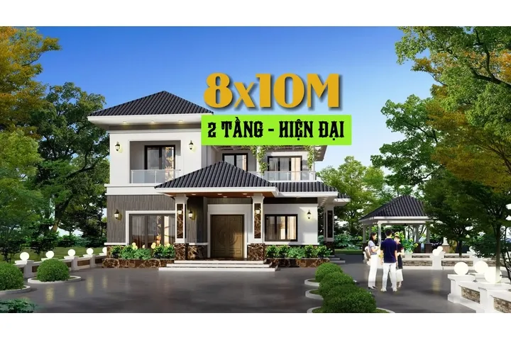 57 Mẫu thiết kế nhà 2 tầng 8x10m hiện đại đẹp lung linh