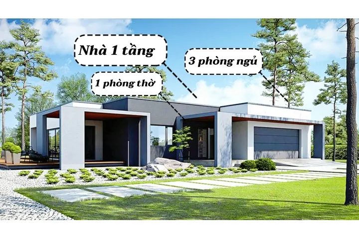 Bộ sưu tập 21+ mẫu nhà 1 tầng 3 phòng ngủ 1 phòng thờ đẹp