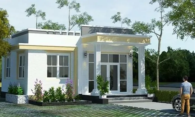 BST mẫu nhà vuông 1 tầng 100m2 công năng tiện nghi