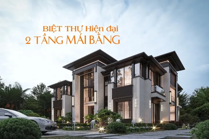 Các mẫu biệt thự 2 tầng hiện đại mái bằng xây nhiều nhất hiện nay