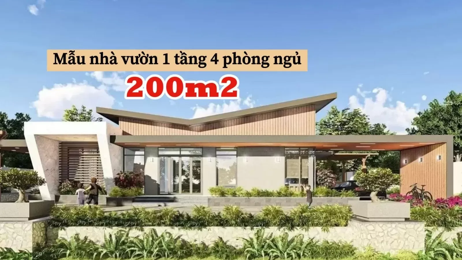 Các mẫu nhà 1 tầng 4 phòng ngủ 200m2 rộng rãi ai cũng thích