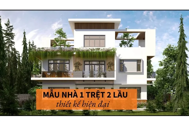 Các mẫu nhà 1 trệt 2 lầu hiện đại thiết kế đẹp và tiện nghi nhất 2024