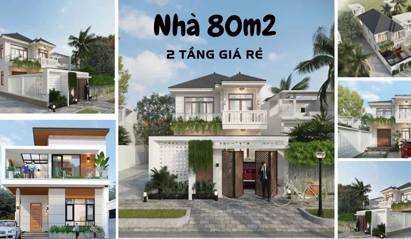 Các mẫu nhà 2 tầng 80m2 giá rẻ nhưng vẫn đầy đủ tiện nghi