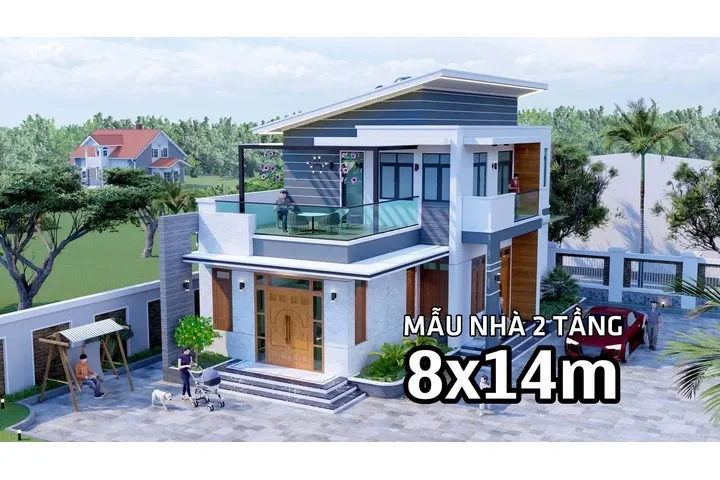 Các mẫu nhà 2 tầng 8x14m đẹp đầy đủ công năng đáng xây nhất