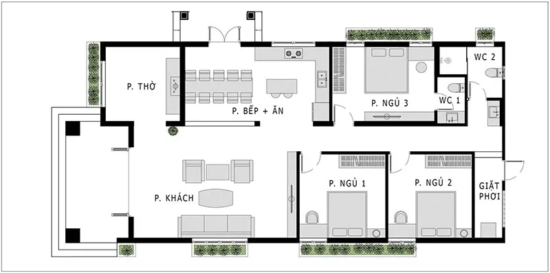 Các mẫu thiết kế nhà 100m2 3 phòng ngủ đẹp tiết kiệm chi phí