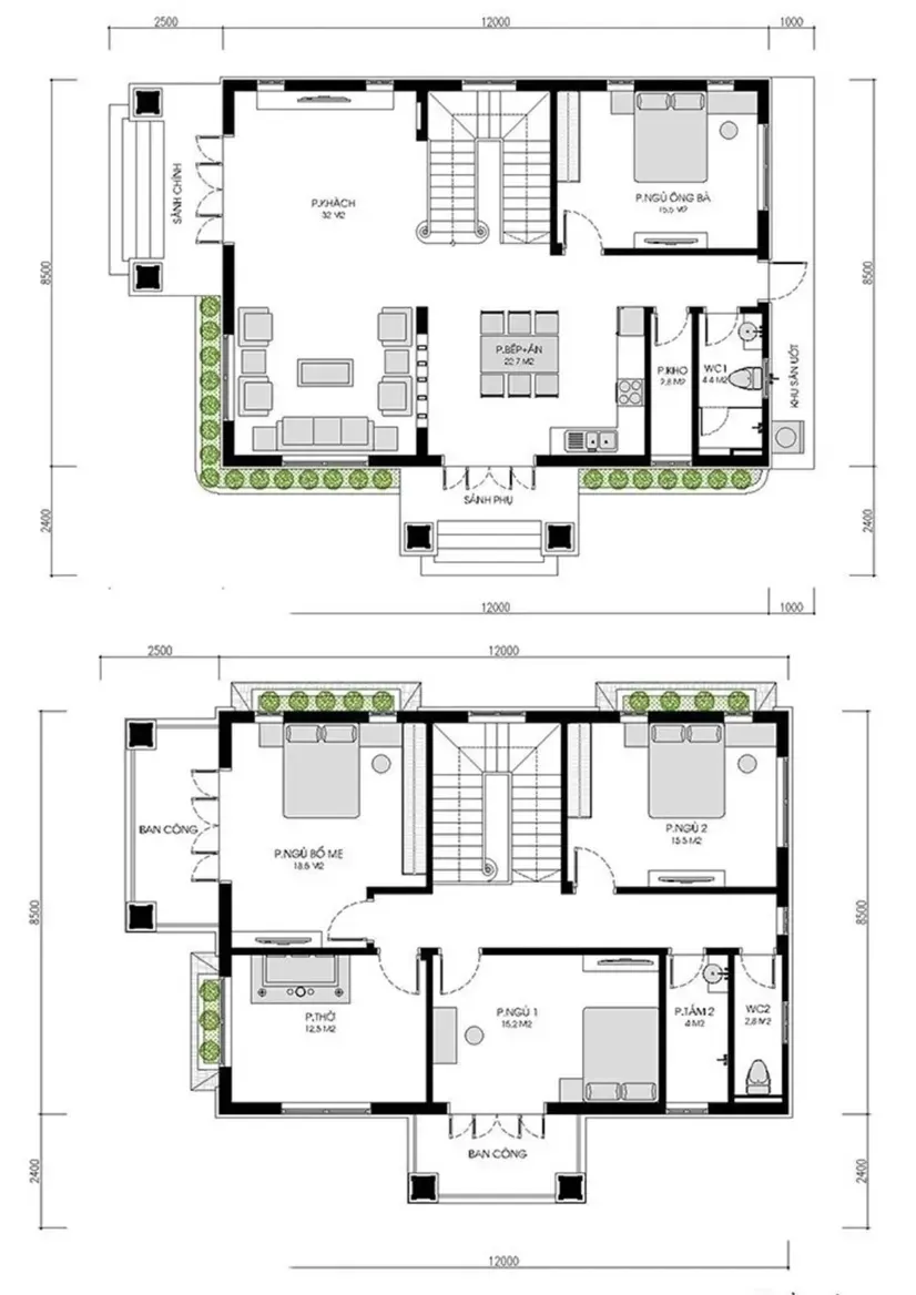 Các mẫu thiết kế nhà đẹp 2 tầng mái nhật & Full bản vẽ chi tiết