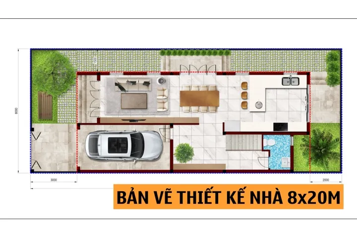 Cách lên ý tưởng cho bản vẽ thiết kế nhà 8x20m thực tế