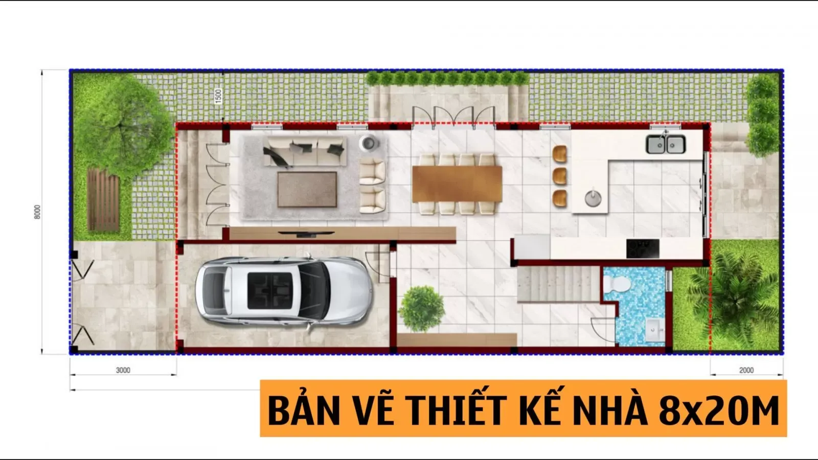 Cách lên ý tưởng cho bản vẽ thiết kế nhà 8x20m thực tế