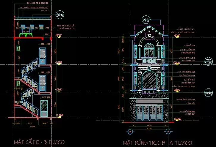 Chi tiết bản vẽ kết cấu nhà 3 tầng full (kết cấu và kiến trúc)