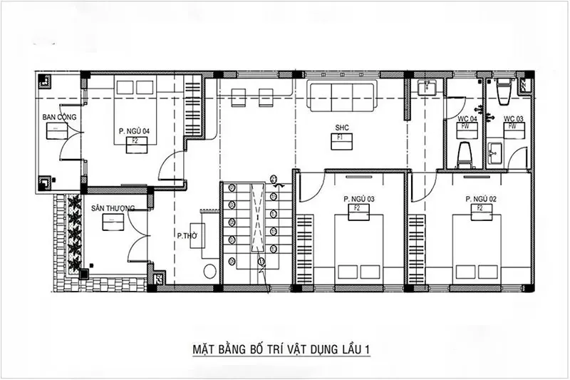 Chi tiết mặt bằng nhà 2 tầng mái nhật công năng vượt trội