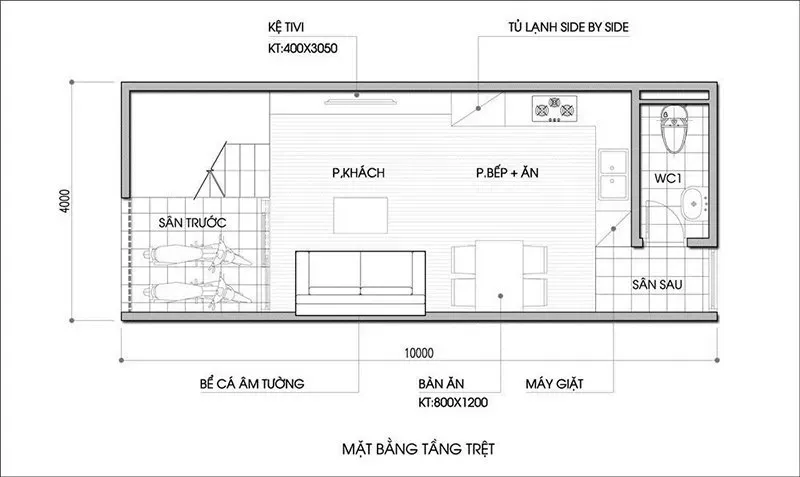 Chi tiết mặt bằng nhà 2 tầng mái nhật công năng vượt trội