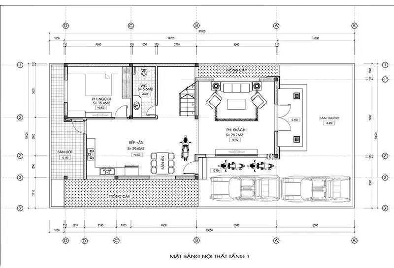 Chi tiết mặt bằng nhà 2 tầng mái nhật công năng vượt trội