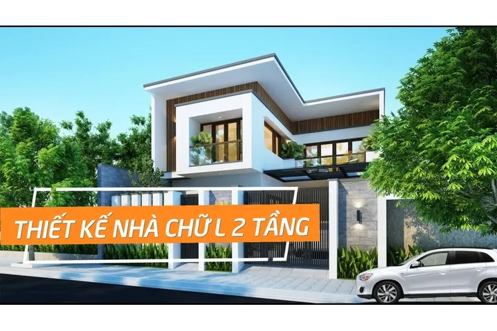 Chi tiết mặt bằng nhà chữ L 2 tầng đẹp, hiện đại (Full bản vẽ)