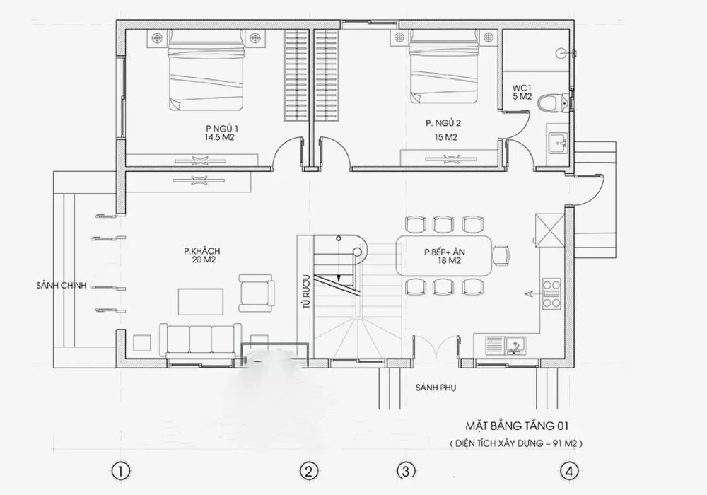 Chia sẻ 25 bản vẽ thiết kế nhà 2 tầng 9x10m đẹp được yêu thích nhất