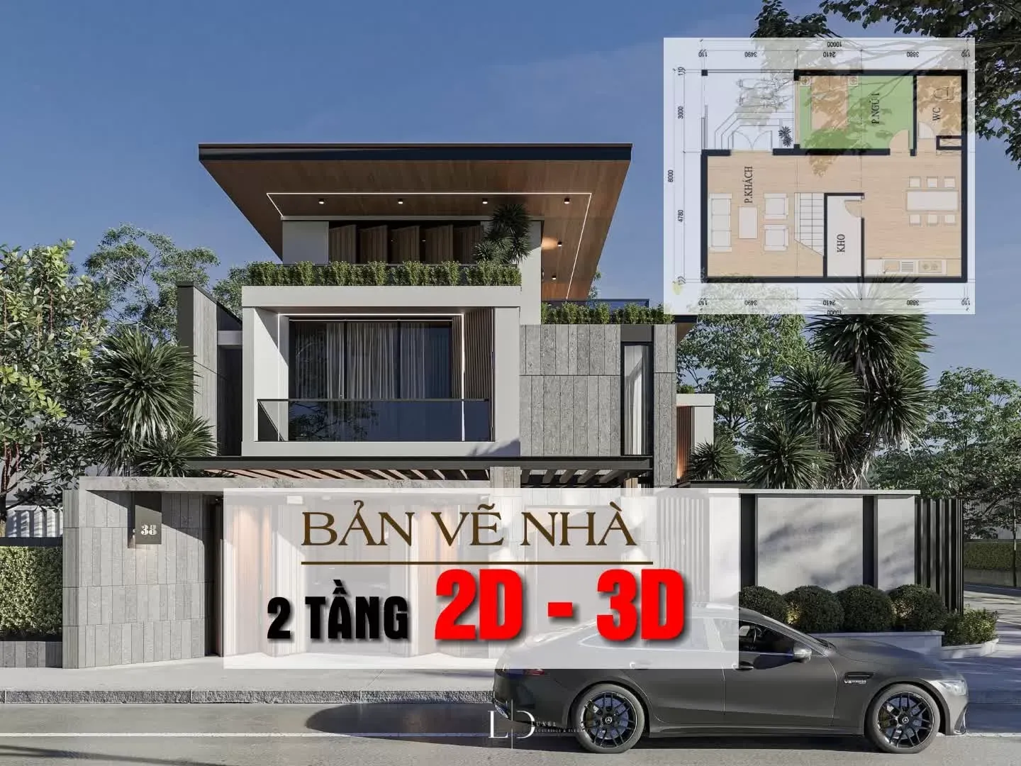 Chia sẻ toàn bộ bản vẽ nhà 2 tầng (mặt cắt, kết cấu, cad 2D, 3D)