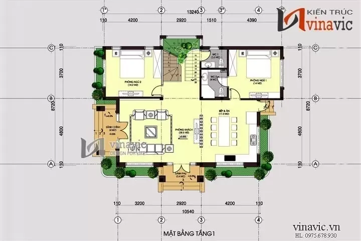 Chia sẻ toàn bộ bản vẽ nhà 2 tầng (mặt cắt, kết cấu, cad 2D, 3D)