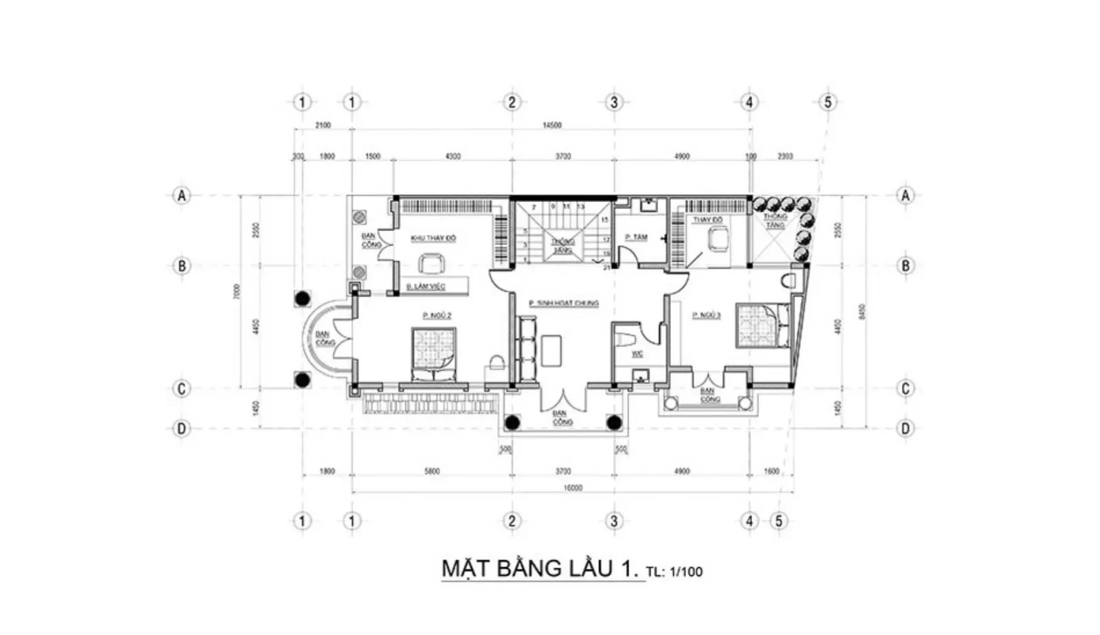 Chiêm ngưỡng mẫu nhà mái lệch 3 tầng đẹp (Full bản vẽ)