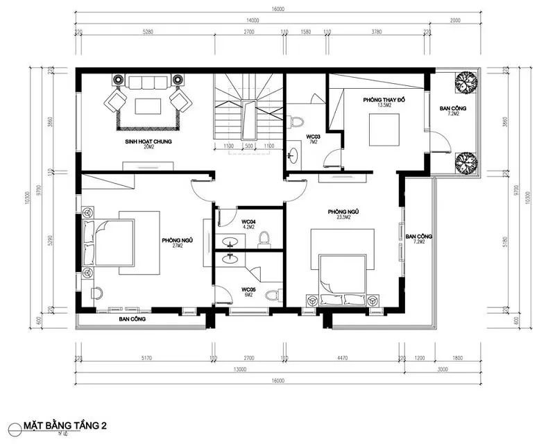 Chiêm ngưỡng mẫu nhà mái lệch 3 tầng đẹp (Full bản vẽ)