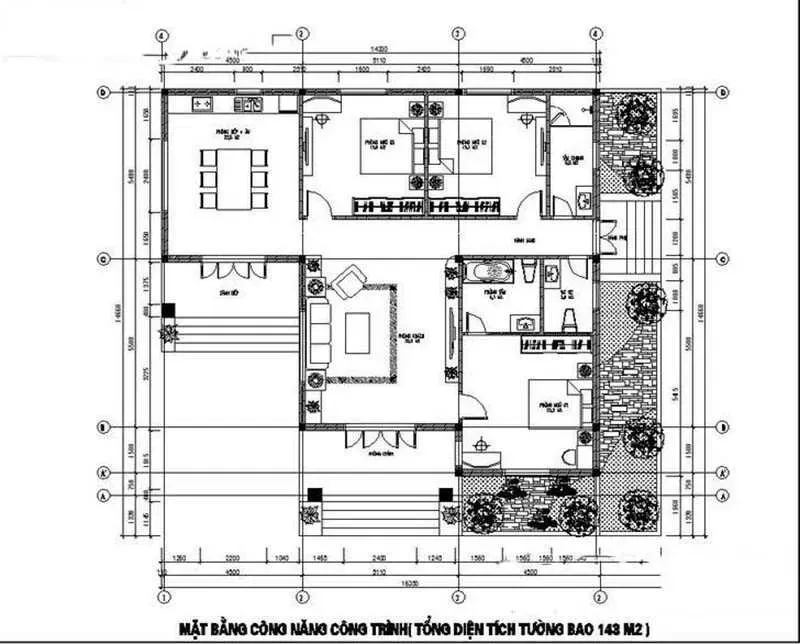 Kinh nghiệm xây dựng mẫu nhà vuông 1 tầng 80m2 (kèm bản vẽ mặt bằng)