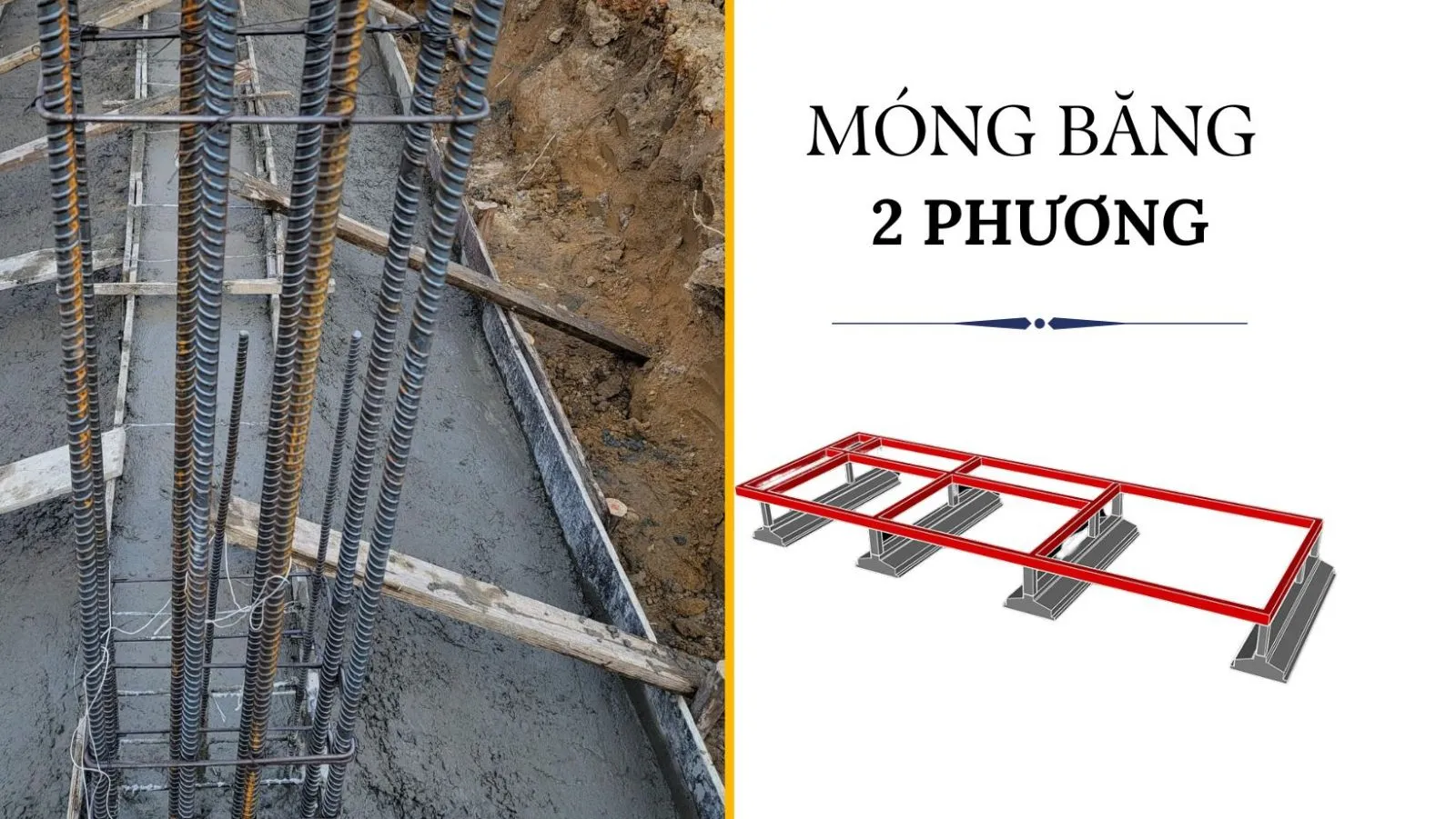 Móng băng 2 phương là gì? Cấu tạo, phân loại & quy trình thi công